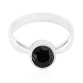 Black Onyx Solitaire Korean Silver Black Gemstones Whisper thin Modern Ring Jewelry