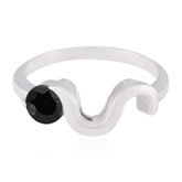 Black Onyx Solitaire American Silver Black Gemstone Whisper thin Graceful Ring Jewelry