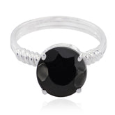 Black Onyx Solitaire Turkish Sterling Silver Black Gems Whisper thin Abstract Ring Jewellery