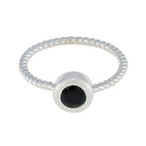 Black Onyx Solitaire Turkish 925 Sterling Silver Black Gemstone Delicate Contemporary Ring Jewellery