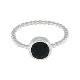 Black Onyx Solitaire American 92.5 Silver Black Gems Delicate Twist Ring Jewellery