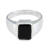 Black Onyx Solitaire African Silver Black Gems Mid weight Signet Ring Jewellery