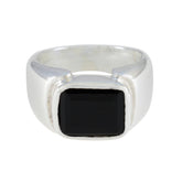 Black Onyx Solitaire African Silver Black Gemstone Essential Abstract Ring Jewelry
