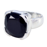 Black Onyx Solitaire German 925 Sterling Silver Black Gemstone Edgy Signet Ring Jewelry