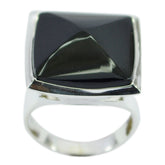 Black Onyx Solitaire Egyptian Silver Black Gems Chunky Retro Ring Jewellery