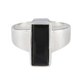 Black Onyx Solitaire French 92.5 Silver Black Gemstones Eye catching Contemporary Ring Jewellery