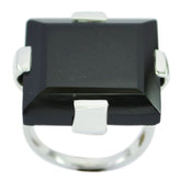 Black Onyx Solitaire Spanish 925 Sterling Silver Black Gemstone Chunky Artisan Ring Jewellery