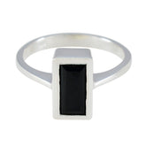 Black Onyx Solitaire French Sterling Silver Black Gems Featherlight Trendy Ring Jewelry