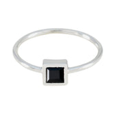 Black Onyx Solitaire Korean Silver Black Gems Elegant Luxurious Ring Jewellery