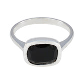 Black Onyx Solitaire French 925 Sterling Silver Black Gemstones Slim Artisan Ring Jewelry