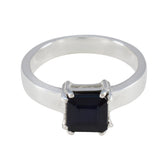 Black Onyx Solitaire Indian 925 Sterling Silver Black Gems Slim Trendy Ring Jewelry