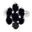 Black Onyx Hepta Egyptian 925 Silver Black Gemstones Mid weight Floral Ring Jewellery