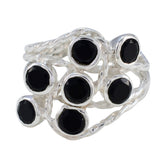 Black Onyx Hepta German Silver Black Gemstone Minimal Glamorous Ring Jewellery