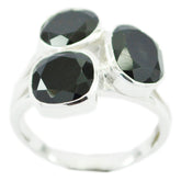 Black Onyx Trilogy Egyptian 92.5 Silver Black Gemstones Mid weight Romantic Ring Jewelry