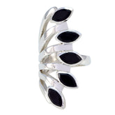 Black Onyx Penta Italian 92.5 Silver Black Gemstones Statement Traditional Ring Jewellery