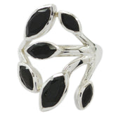 Black Onyx Hexa Indian 92.5 Silver Black Gems Versatile Leafy Ring Jewellery