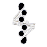 Black Onyx Hexa Russian Sterling Silver Black Gemstone Versatile Modern Ring Jewellery