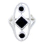Black Onyx Trilogy French 925 Silver Black Gemstone Slim Feminine Ring Jewelry