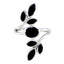 Black Onyx Hepta Russian 92.5 Silver Black Gems Classic Leafy Ring Jewellery