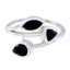 Black Onyx Trilogy German 925 Sterling Silver Black Gemstones Tiny Romantic Ring Jewelry