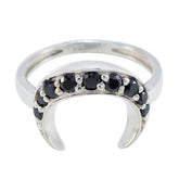 Black Onyx multiple American 925 Silver Black Gems Whisper thin Trendy Ring Jewellery