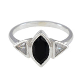 Schwarzer Onyx Trilogie Amerikanischer 92,5 Silber Schwarze Edelsteine Flüsterdünner anmutiger Ringschmuck