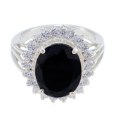 Black Onyx Halo Egyptian Sterling Silver Black Gems Classic Signet Ring Jewellery