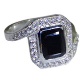 Black Onyx Halo French 92.5 Silver Black Gems Eye catching Abstract Ring Jewellery