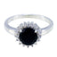 Black Onyx Halo Indian 92.5 Silver Black Gems Slim Feminine Ring Jewelry