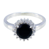Black Onyx Halo Indian 92.5 Silver Black Gems Slim Feminine Ring Jewelry