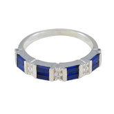 Blue Sapphire CZ octa African 925 Silver Blue Gemstones Featherlight Trendy Band Jewelry