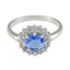 Blue Sapphire CZ Halo African Silver Blue Gems Tiny Boho Ring Jewellery