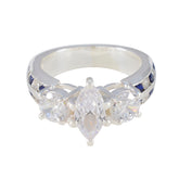 Blue Sapphire CZ Halo German 925 Sterling Silver Blue Gemstones Mid weight Glamorous Ring Jewellery