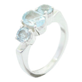 Blue Topaz Solitaire Indian 925 Silver Blue Gems Tiny Love Ring Jewellery