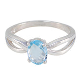 Blue Topaz Solitaire Turkish 92.5 Silver Blue Gemstone Delicate Luxurious Ring Jewellery
