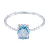 Blue Topaz Solitaire Japanese 925 Sterling Silver Blue Gems Elegant Graceful Ring Jewellery