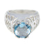 Blue Topaz Solitaire Indian 925 Sterling Silver Blue Gemstone Versatile Contemporary Ring Jewellery