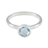 Blue Topaz Solitaire Turkish 925 Silver Blue Gems Delicate Glamorous Ring Jewellery