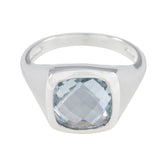 Blue Topaz Solitaire French Sterling Silver Blue Gemstone Eye catching Abstract Ring Jewelry