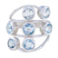 Blue Topaz Hepta German 925 Silver Blue Gemstones Mid weight Luxurious Ring Jewellery