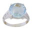 Blue Topaz Halo Egyptian Sterling Silver Blue Gems Slim Contemporary Ring Jewelry