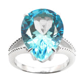 Blue Topaz Solitaire Egyptian Sterling Silver Blue Gemstones Versatile Heart Ring Jewellery