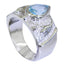 Blue Topaz Solitaire French 925 Silver Blue Gems Edgy Love Ring Jewelry