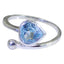 Blue Topaz Solitaire Japanese Silver Blue Gemstones Whisper thin Graceful Ring Jewellery