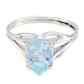 Blue Topaz Solitaire Turkish Sterling Silver Blue Gemstones Dainty Heart Ring Jewellery