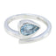 Blue Topaz Solitaire French 925 Sterling Silver Blue Gemstone Slim Fairytale Ring Jewellery