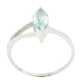 Blue Topaz Solitaire American Sterling Silver Blue Gemstone Minimalist Modern Ring Jewellery