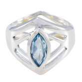 Blue Topaz Solitaire Spanish 925 Sterling Silver Blue Gemstones Statement Art Deco Ring Jewelry