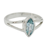 Blue Topaz Solitaire Turkish 925 Sterling Silver Blue Gemstone Dainty Geometric Ring Jewellery