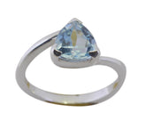 Blue Topaz Solitaire Egyptian 925 Silver Blue Gemstones Dainty Geometric Ring Jewellery